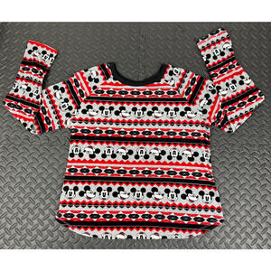 Vintage Walt Disney Co Mickey Mouse Knit Sweater Red Black Gray Adult Size M